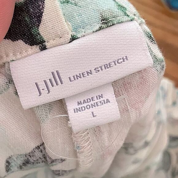 J.Jill Women’s Linen Stretch Floral Print Pull-On Straight Leg Pants Size Large - Picture 10 of 13